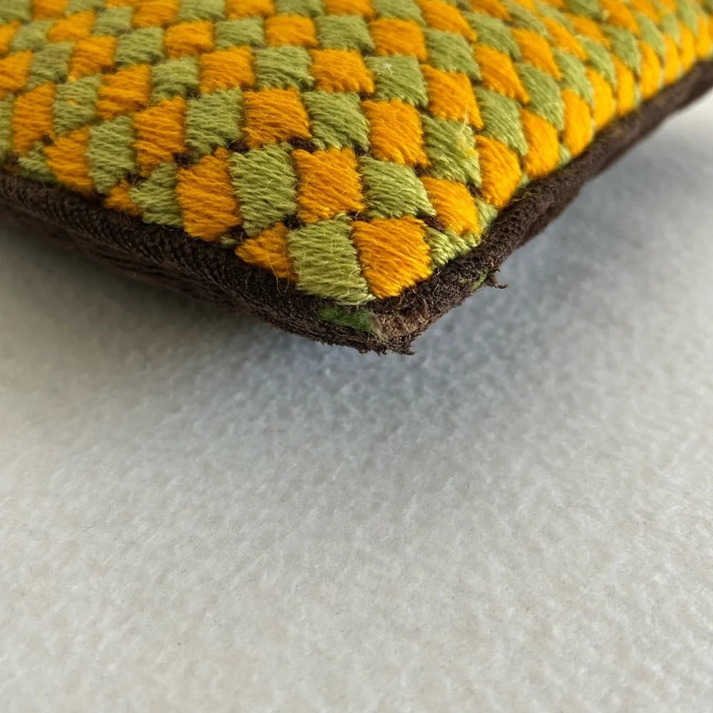 Vintage Bargello Needlepoint Throw Pillow Mid Century Multicolor 13